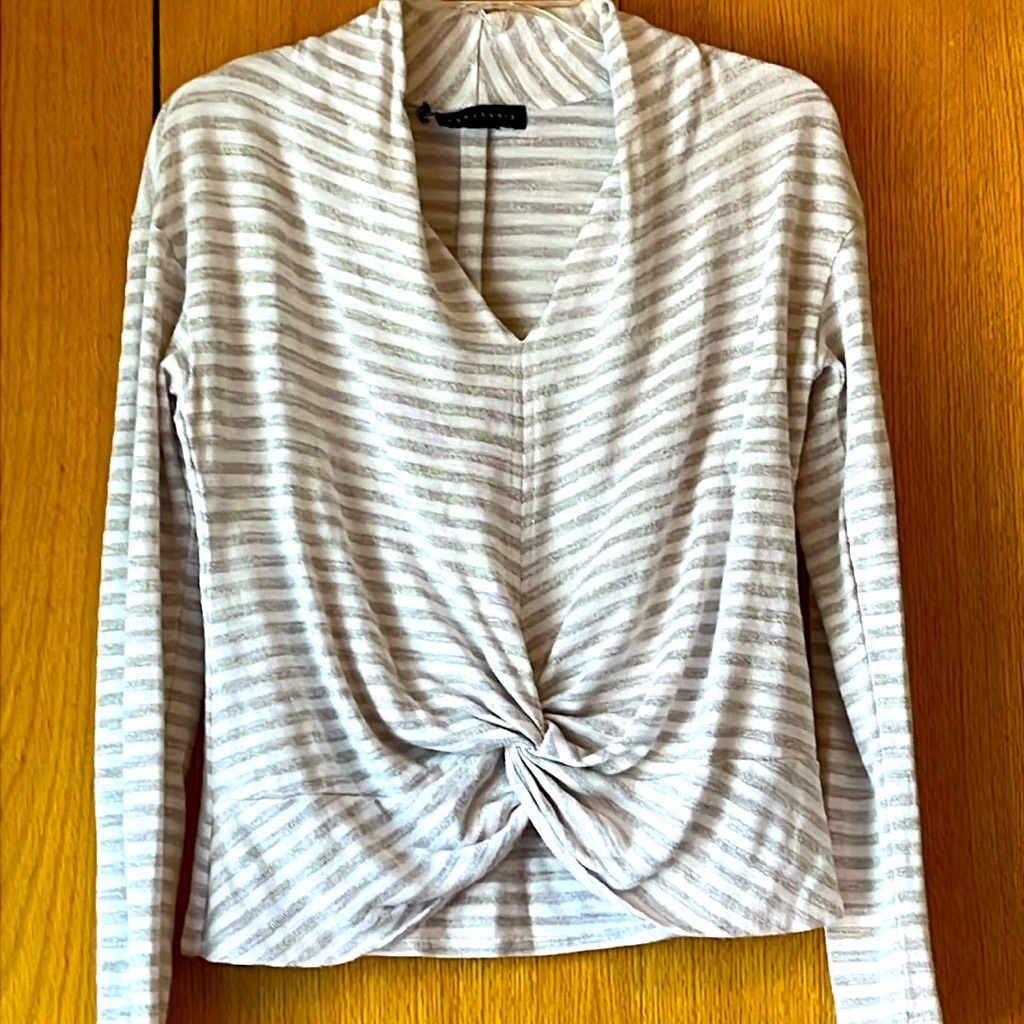 Anthropologie Sanctuary Twist Knot V Neck Thin Knit Sparkly Striped Sweater Top